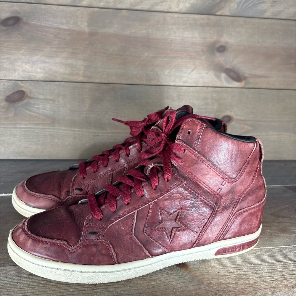 converse john varvatos weapon womens size 9.5 shoes red leather hightop sneaker